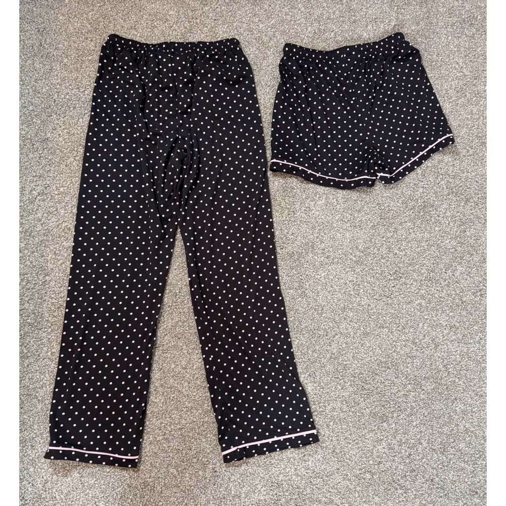 Aerosoles Black Pink Polka Dot Pajama Pants and Shorts Set Small